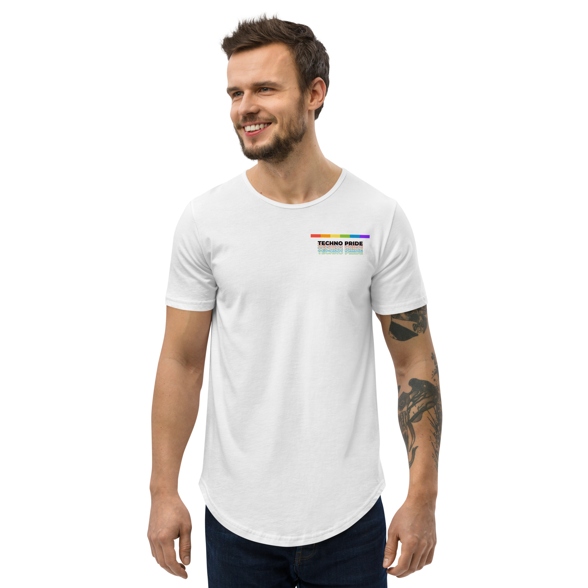 Techno Pride Men's Curved Hem T-Shirt